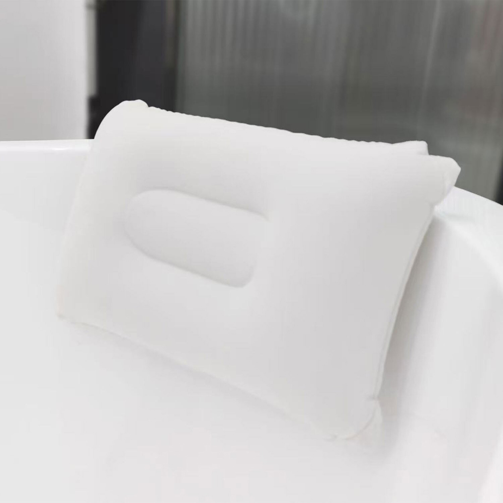 White Inflatable Bath Pillow - White Image 2