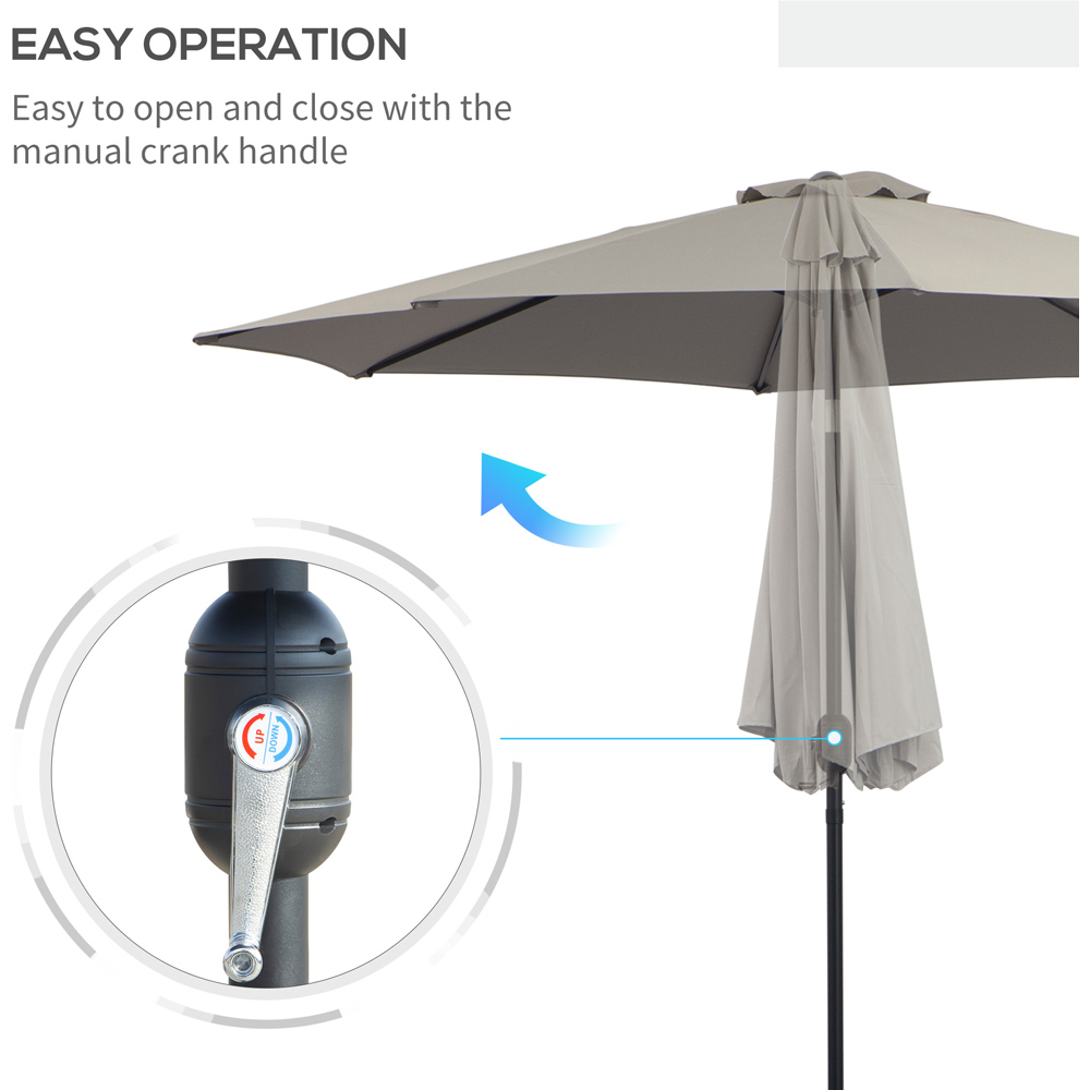 Outsunny Light Grey Crank and Tilt Parasol 3m Image 5
