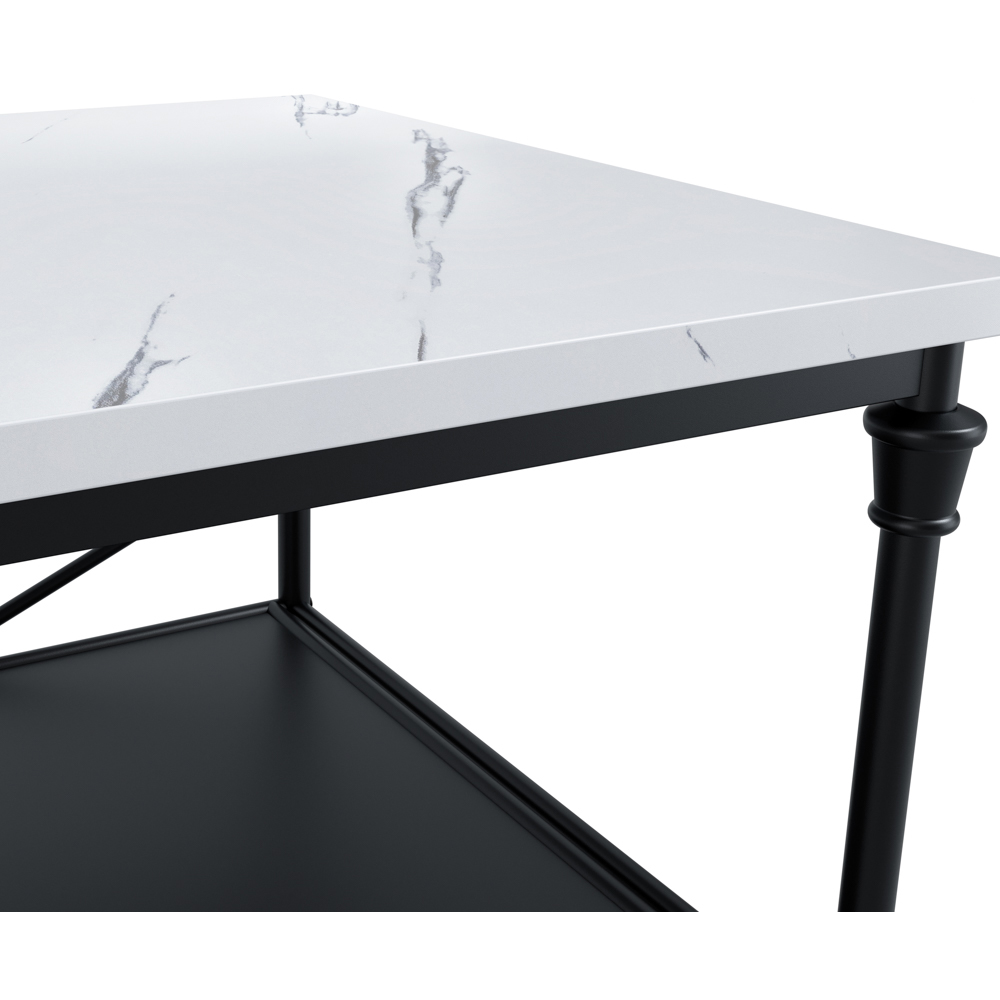 Fairmont 2 Shelf Black and White Marble Effect Kitchen Island Table Image 5