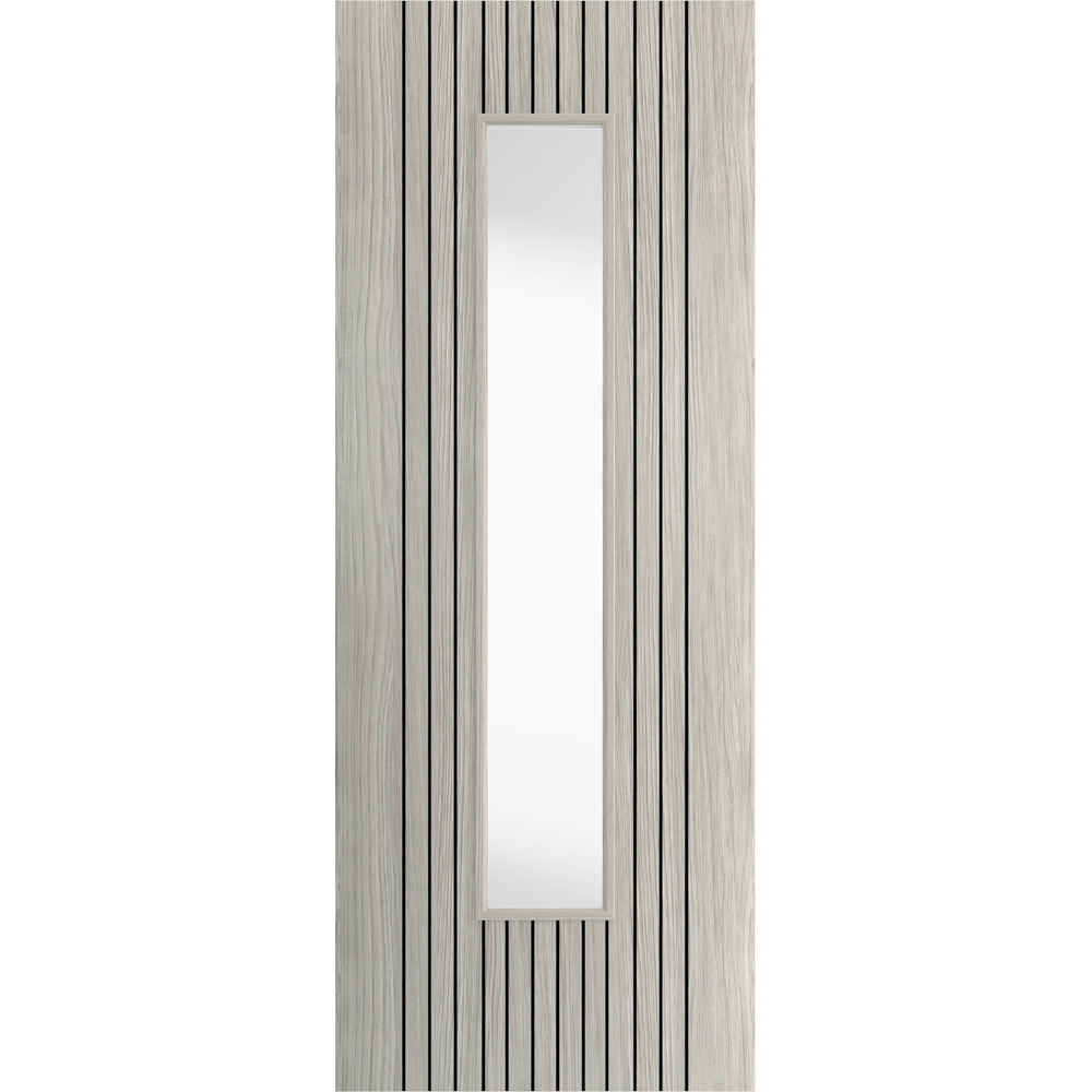 JB Kind Aria Light Grey Glazed Laminated Internal Door 1981 x 610mm Image 1