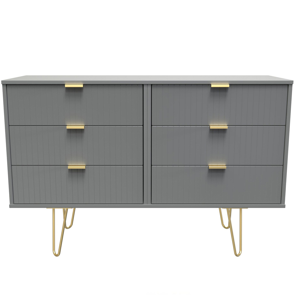 Crowndale 6 Drawer Dusk Grey Wide Chest of Drawers Ready Assembled Image 3