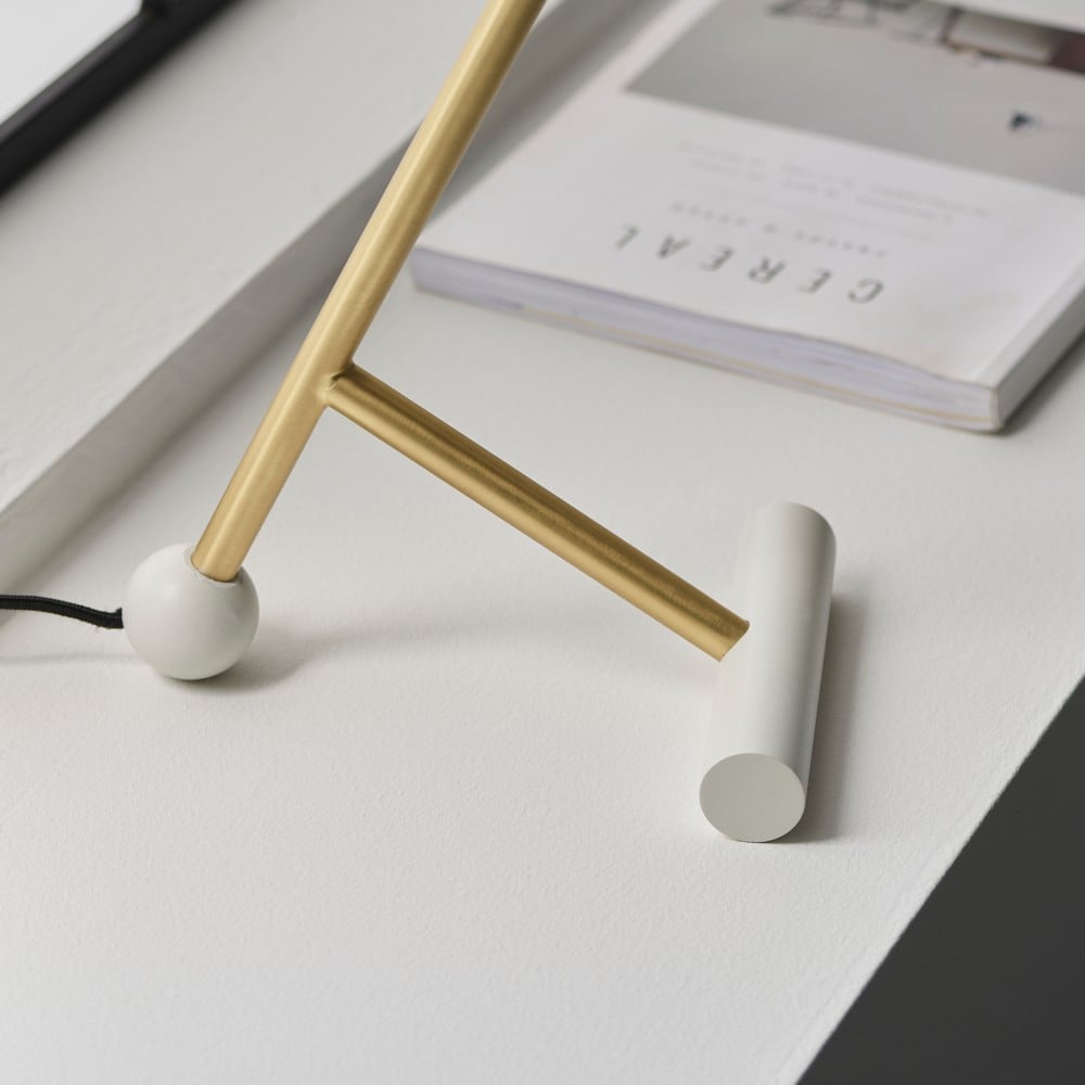 Merano Alta Matt White Satin Brass Table Lamp Image 6