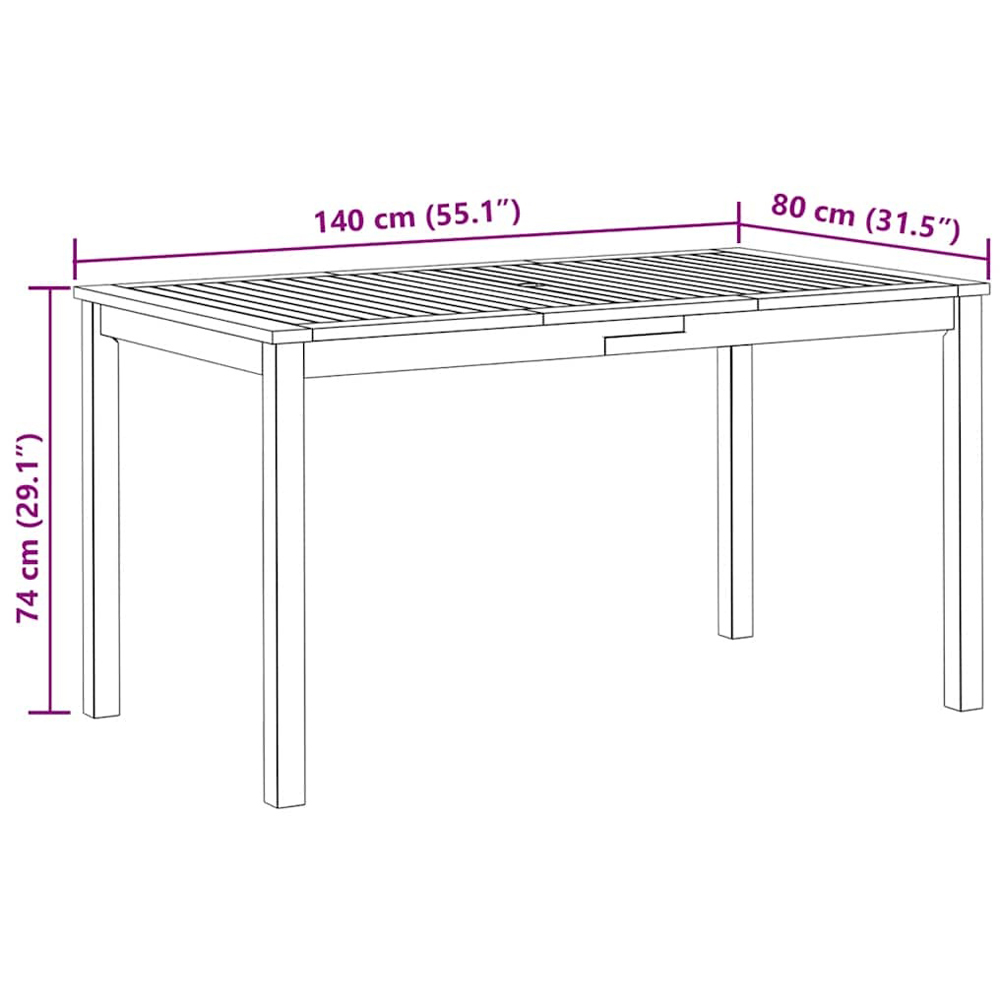 Walplus Medium Solid Acacia Wood Garden Table Image 9