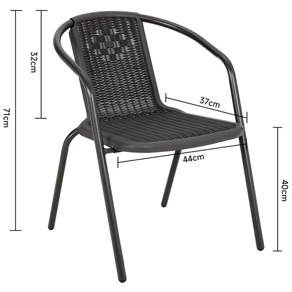 Living and Home Set of 4 Black Wicker Stackable Garden Chair Image 5