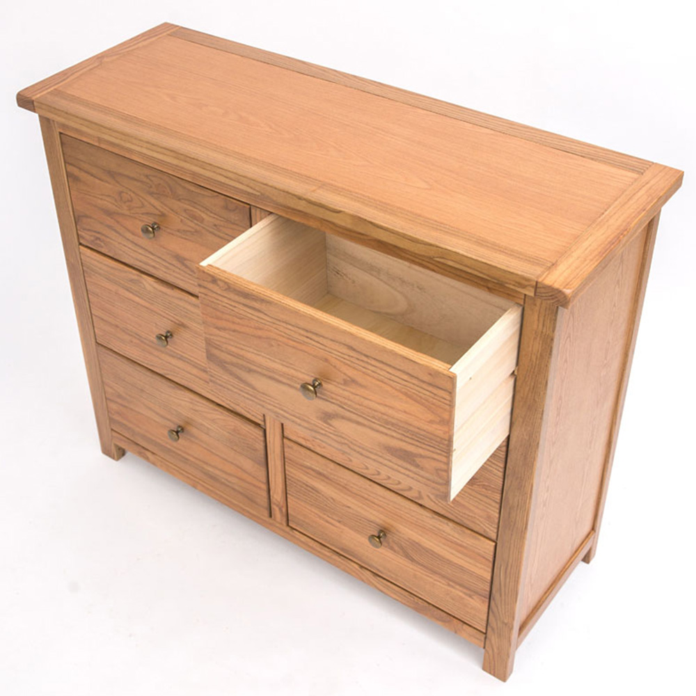 Cabinet Bits Trivento 6 Drawer Brown Brass Knob Chest of Drawers Image 4