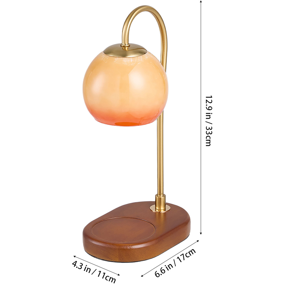 Living and Home Orange Wood Base Candle Warmer Lamp with Timer and Dimming Image 8