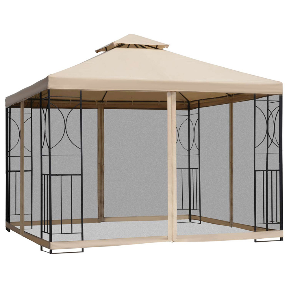Outsunny 3 x 3m Patio Gazebo with Netting Shelves Image 2
