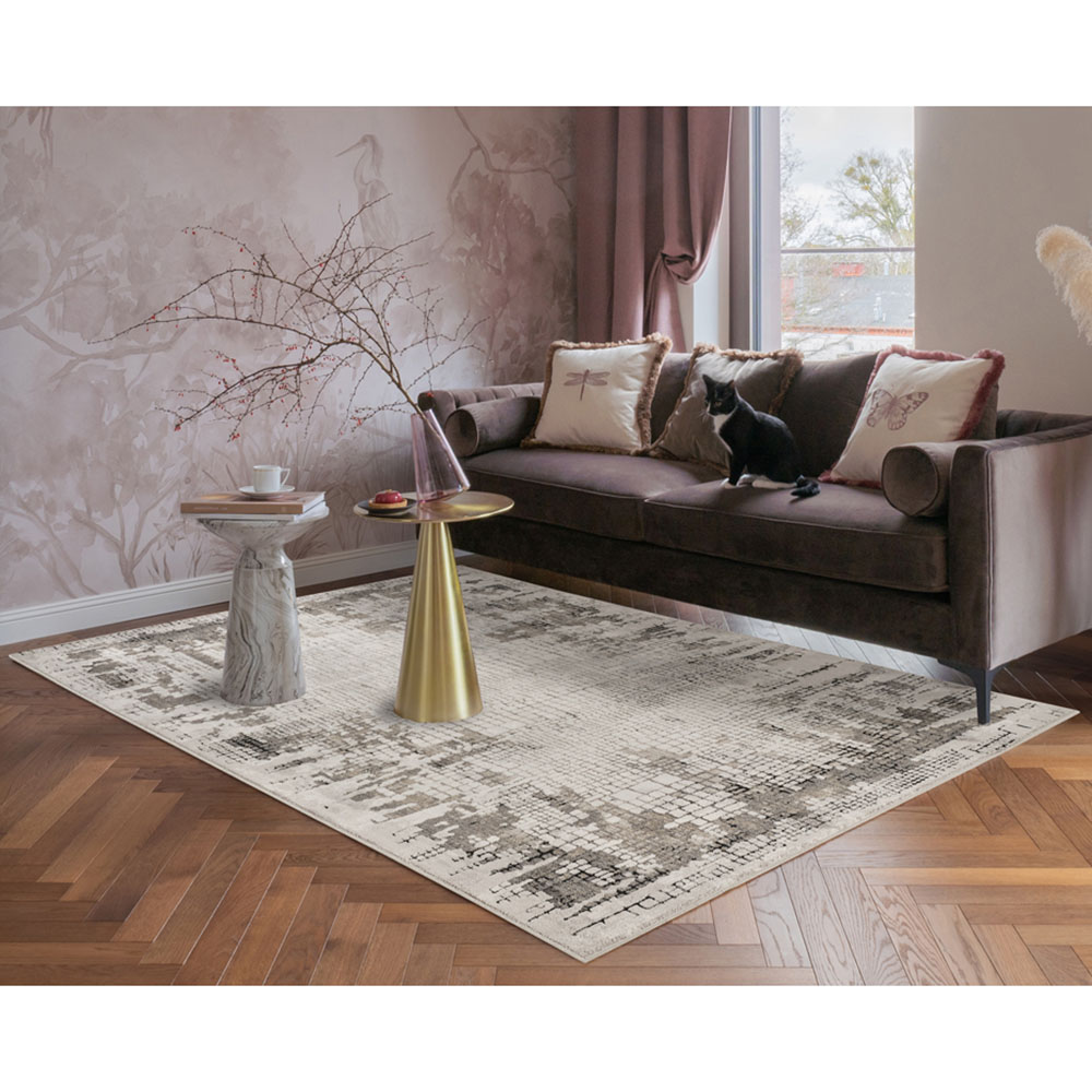 Mayfair Living Room Area Rug Metallic Sheen Contemporary Modern Croc Design - Grey 160cm x 230cm Image 2