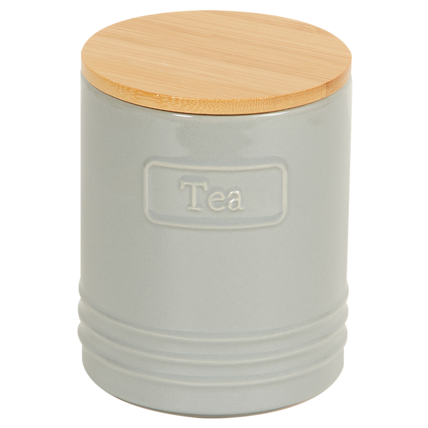 Canister with Bamboo Lid - Grey / Tea Image 2