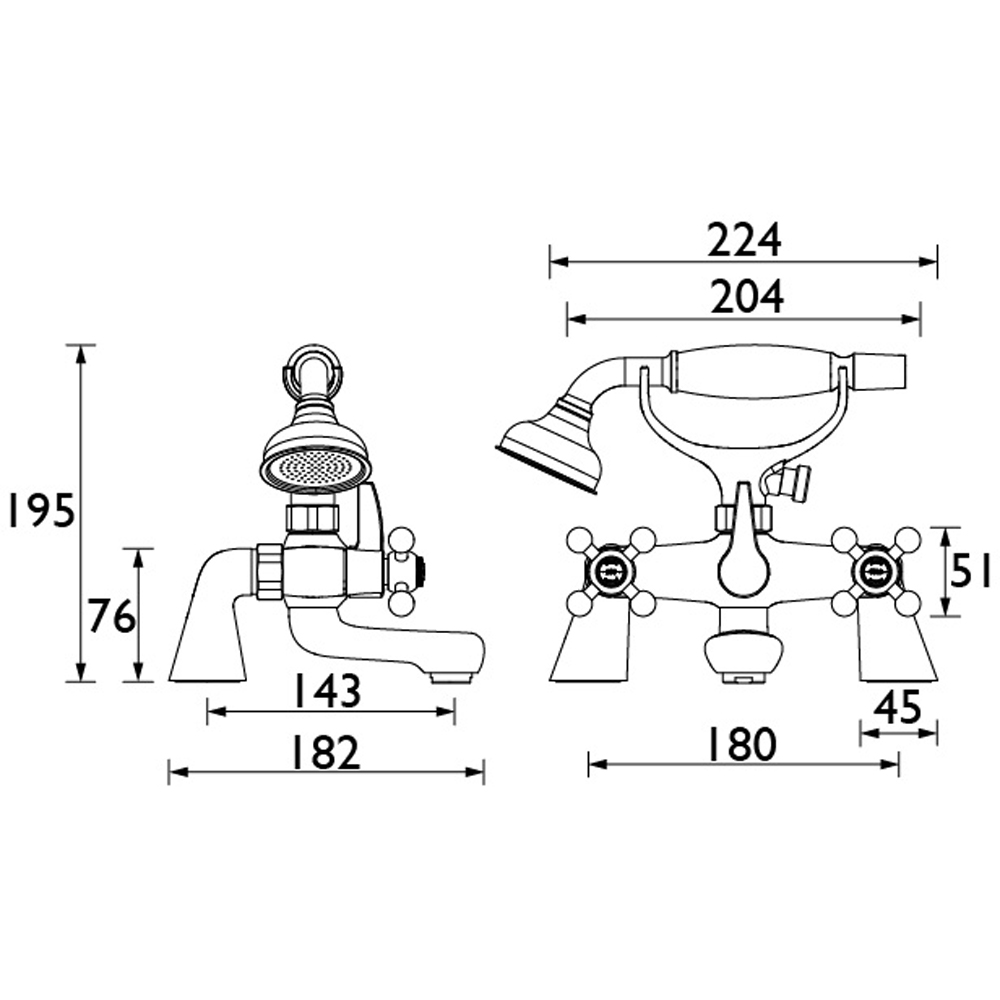 Bristan Regency Traditional Chrome Luxury Bath Shower Mixer Tap with Handset Image 6