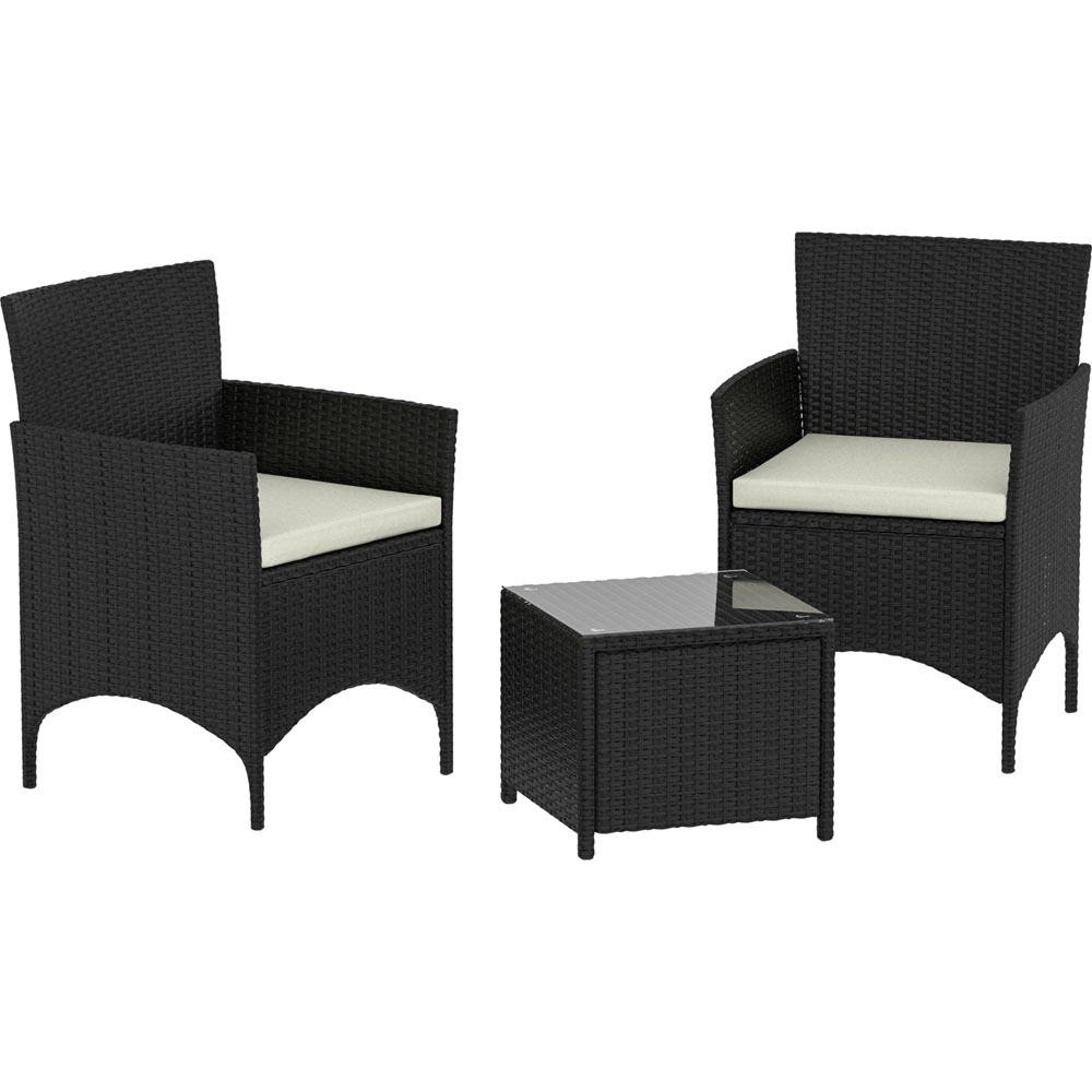 Garden Vida Bali Rattan Effect 2 Seater Bistro Set Black Image 2