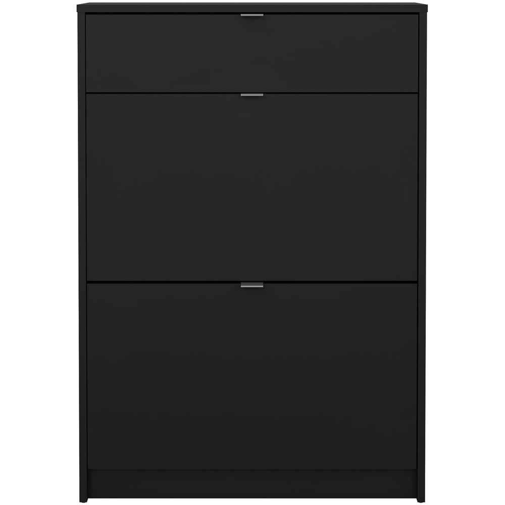 Florence 2 Door Single Drawer Matt Black Shoe Cabinet Image 2