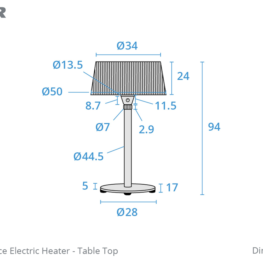 Kettler Terrace Table Top Electric Heater 2000W Image 7