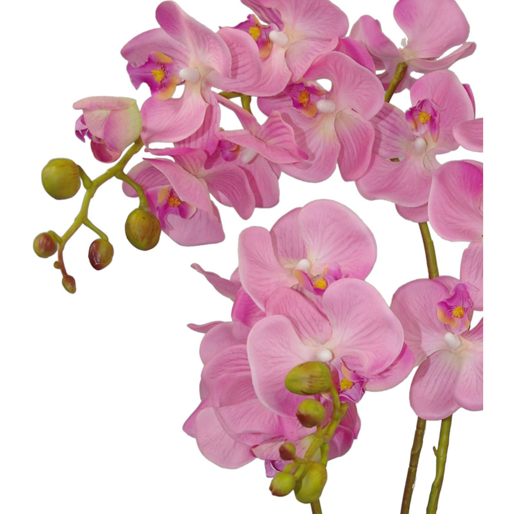 Leaf Artificial Orchid Plant in Metal Golden Bowl Planter 3 Pack Image 4