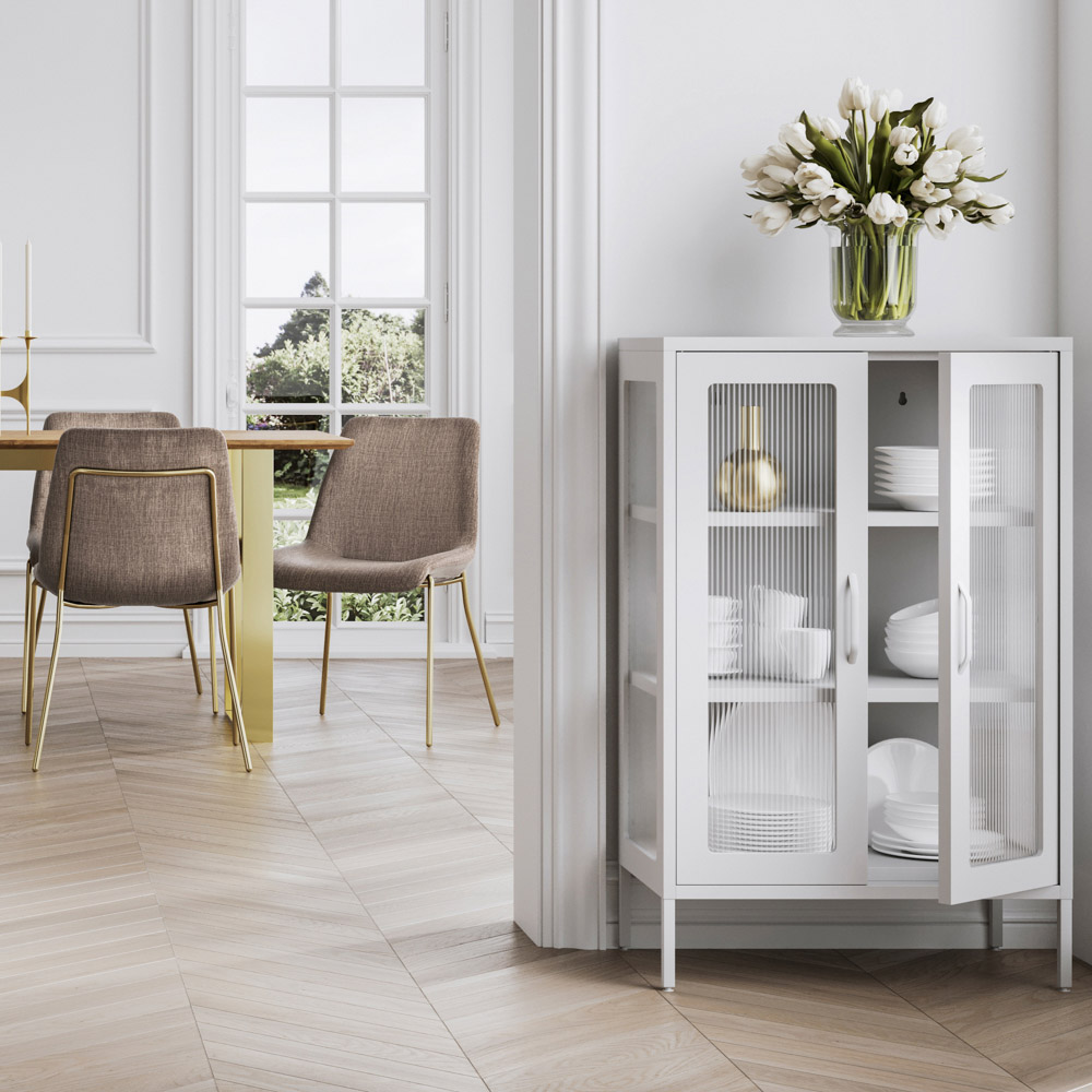 LPD Home Marsh 2 Door White Glass Display Cabinet Image 7