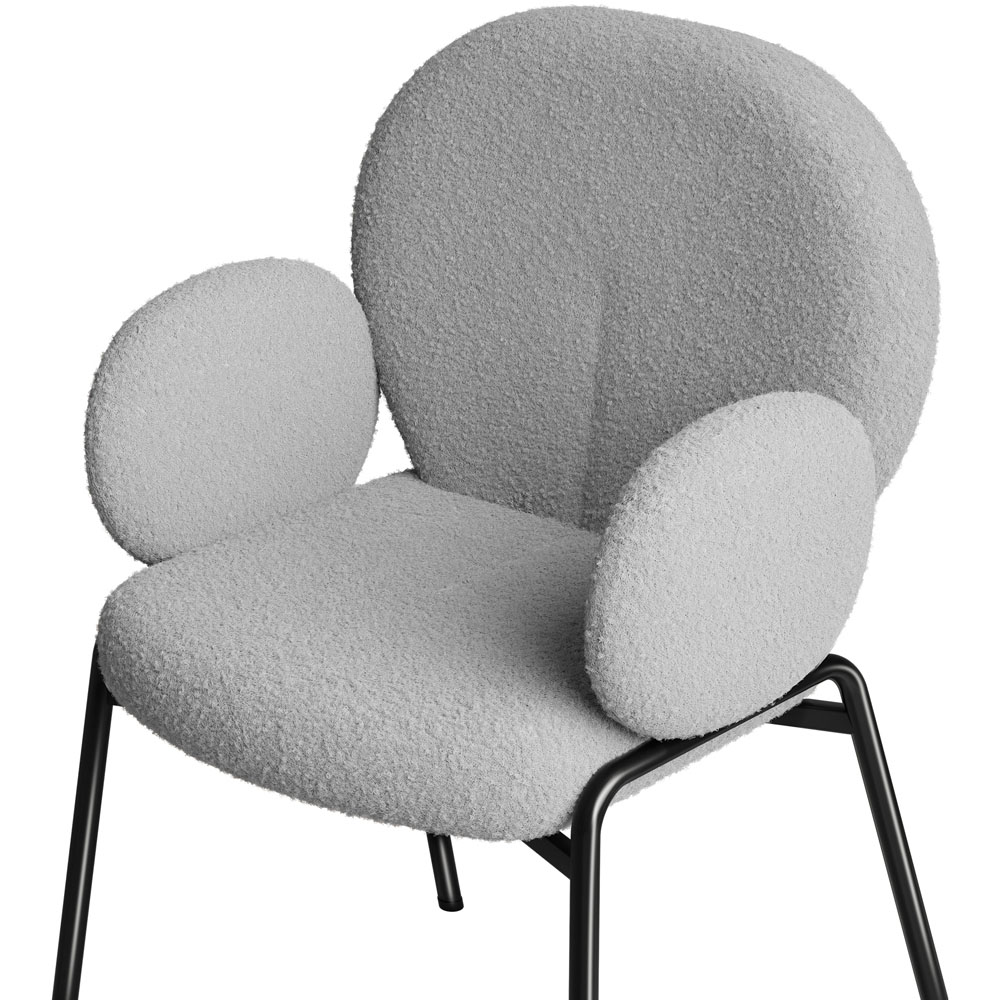 tectake Set of 4 Light Grey Boucle Padded Dining Chair Image 6