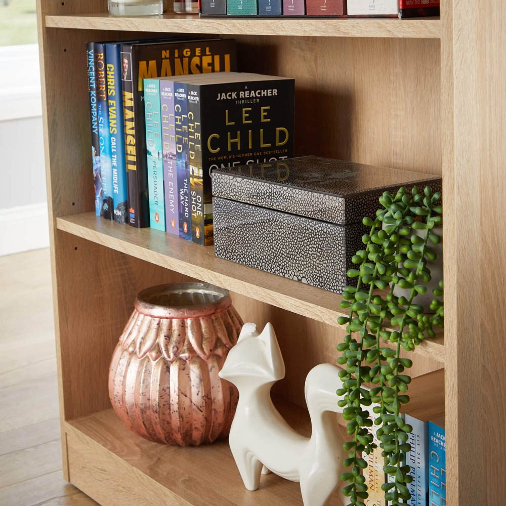 Home Source Clara 3 Shelf Oak Short Bookcase Image 4