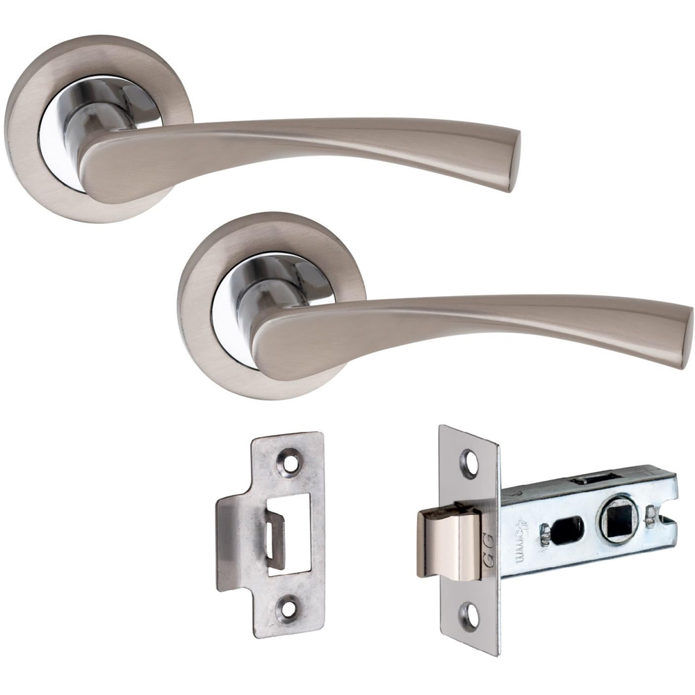 Golden Grace Duo Chrome Astrid Door Handle Set with Tubular Latch 52mm 4 Pack Image 2
