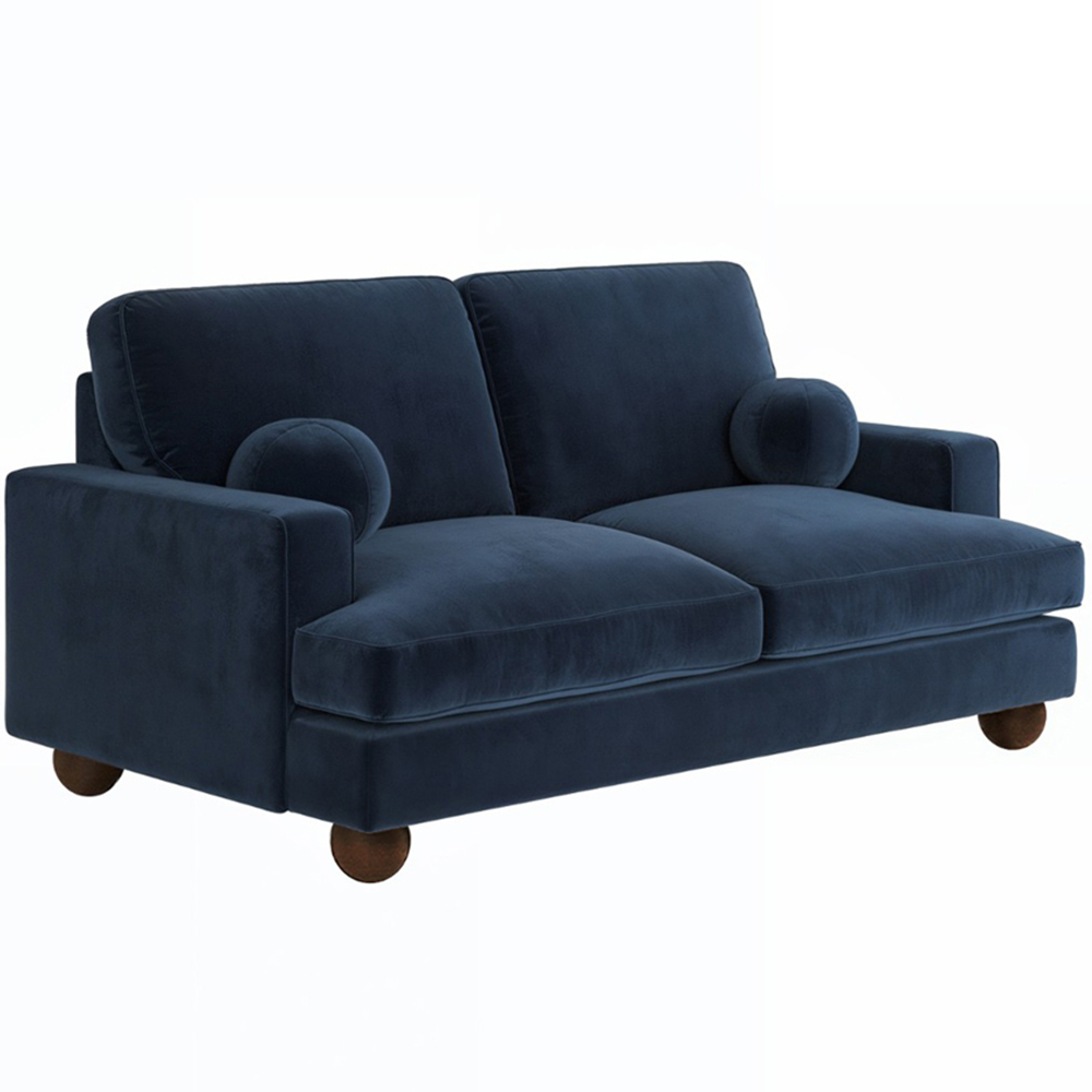 Solace+Co Addison 2 Seater Blue Velvet Sofa Image 2