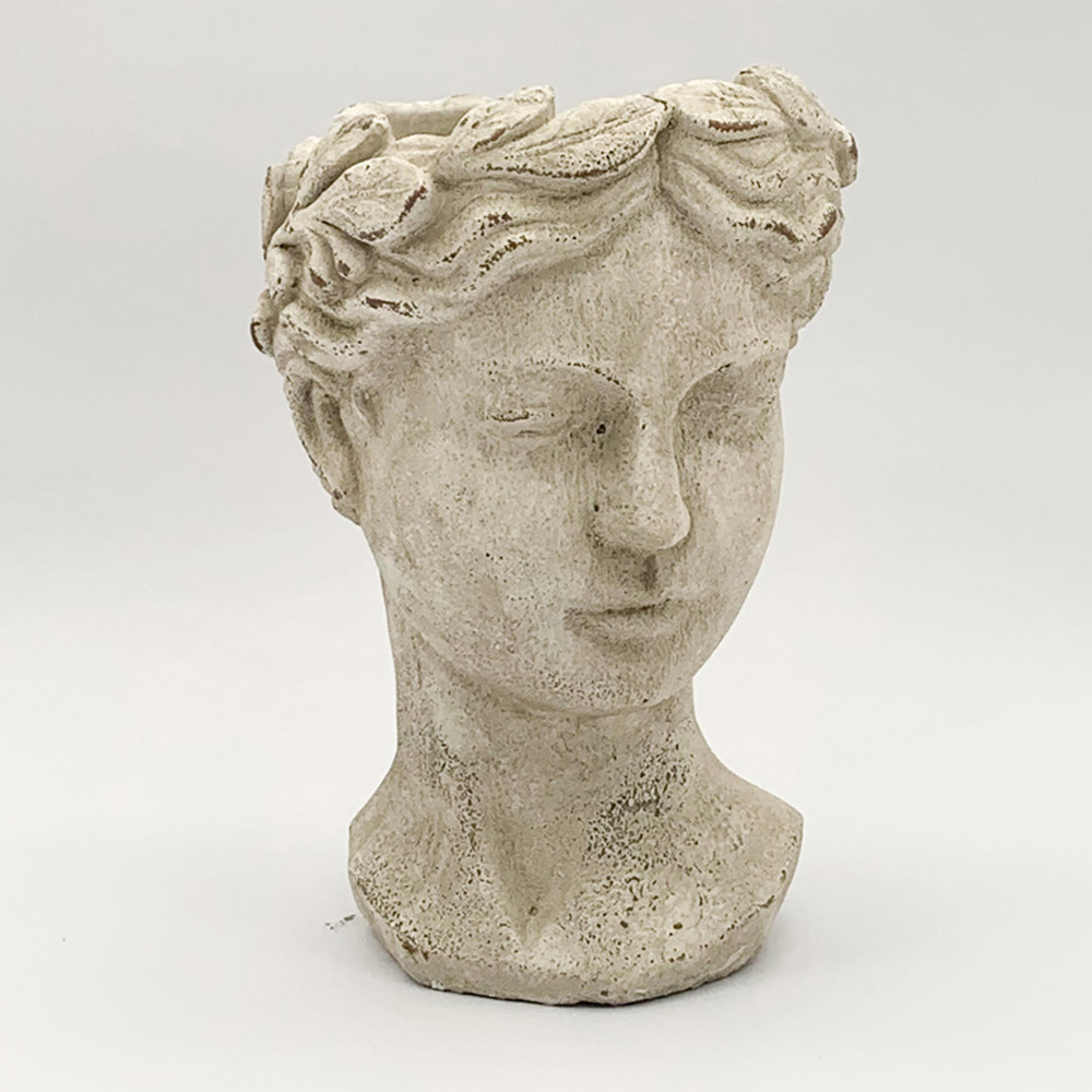 Acacia Home Cream Cement Bust Pot 35cm Image 2