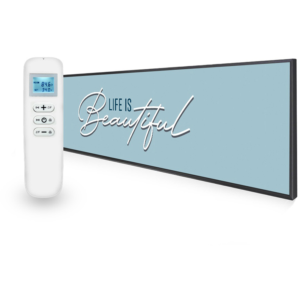 Mirrorstone Nexus Life Is Beautiful Quote Ultraslim Wi-Fi Infrared Heating Panel 350W 295 x 1195mm Image 3