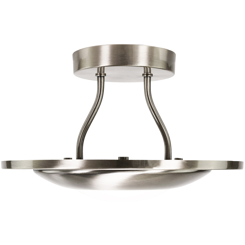 Happy Homewares Satin Nickel LED Semi Flush Ceiling Light Image 6
