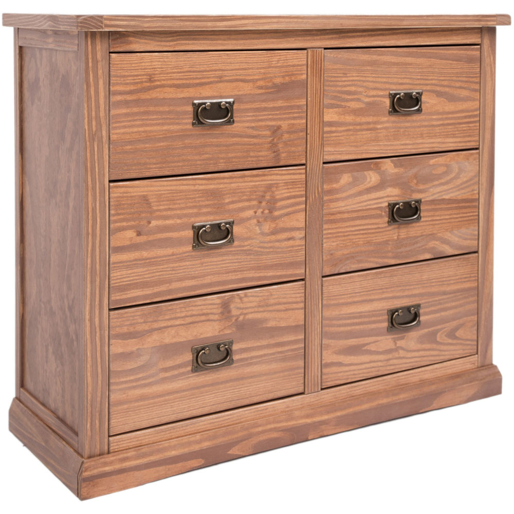 Cabinet Bits Tirolo 6 Drawer Brown Brass Drop Handle Chest of Drawers Image 2