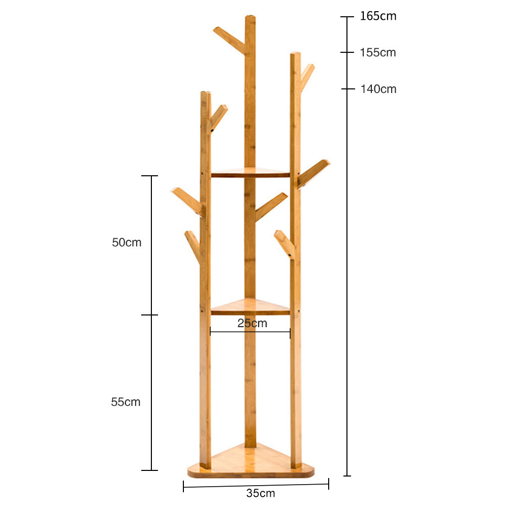 Living and Home 3-Tier Coat Rack Stand with Shelves Image 9