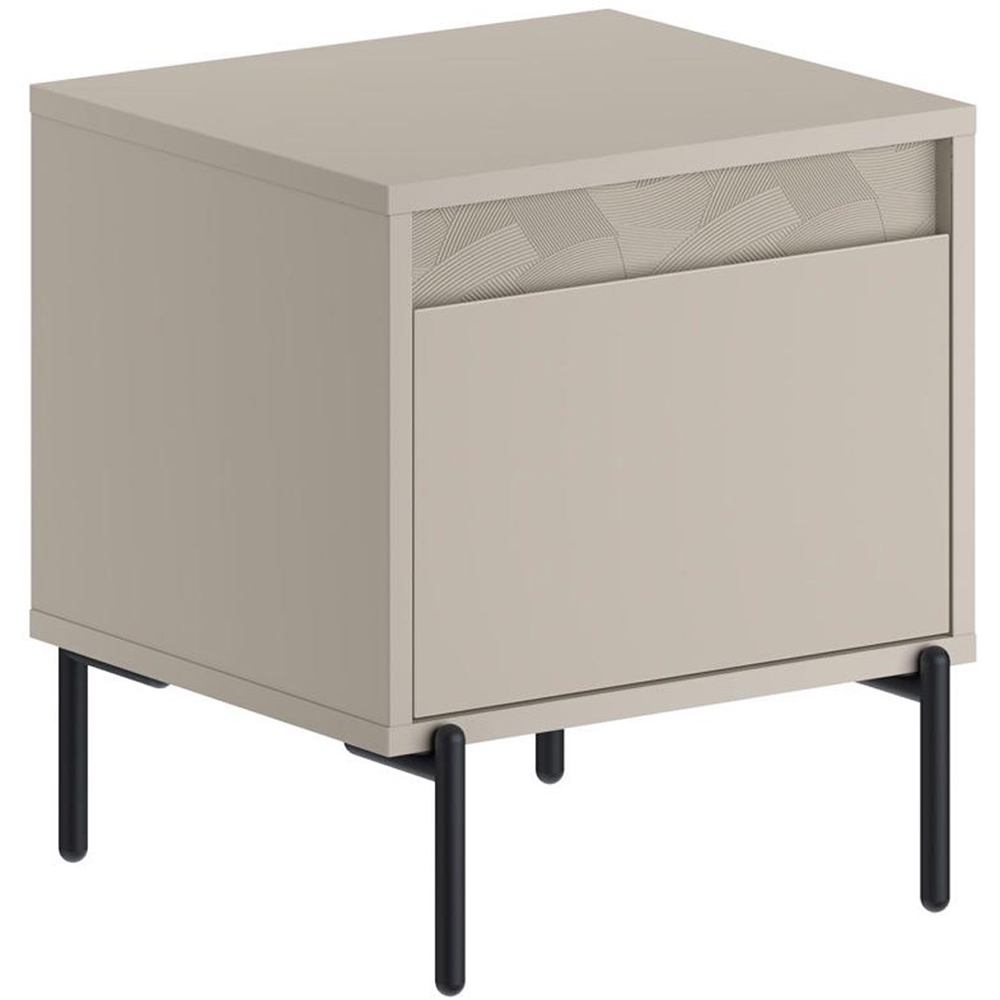 FWStyle Mott Single Drawer Sandstone Artex Detailed Bedside Table Image 2