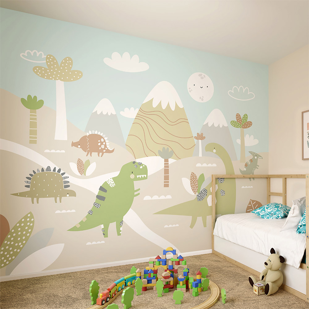 Origin Murals Dinosaur Land Multicolour Wall Mural Image 1