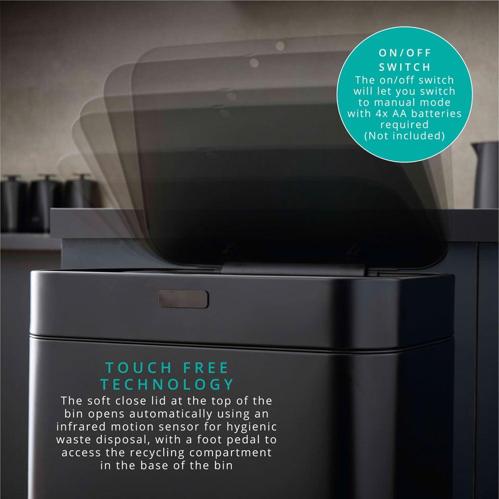 Swan Stealth Dual Recycling Sensor Bin 70L Image 3