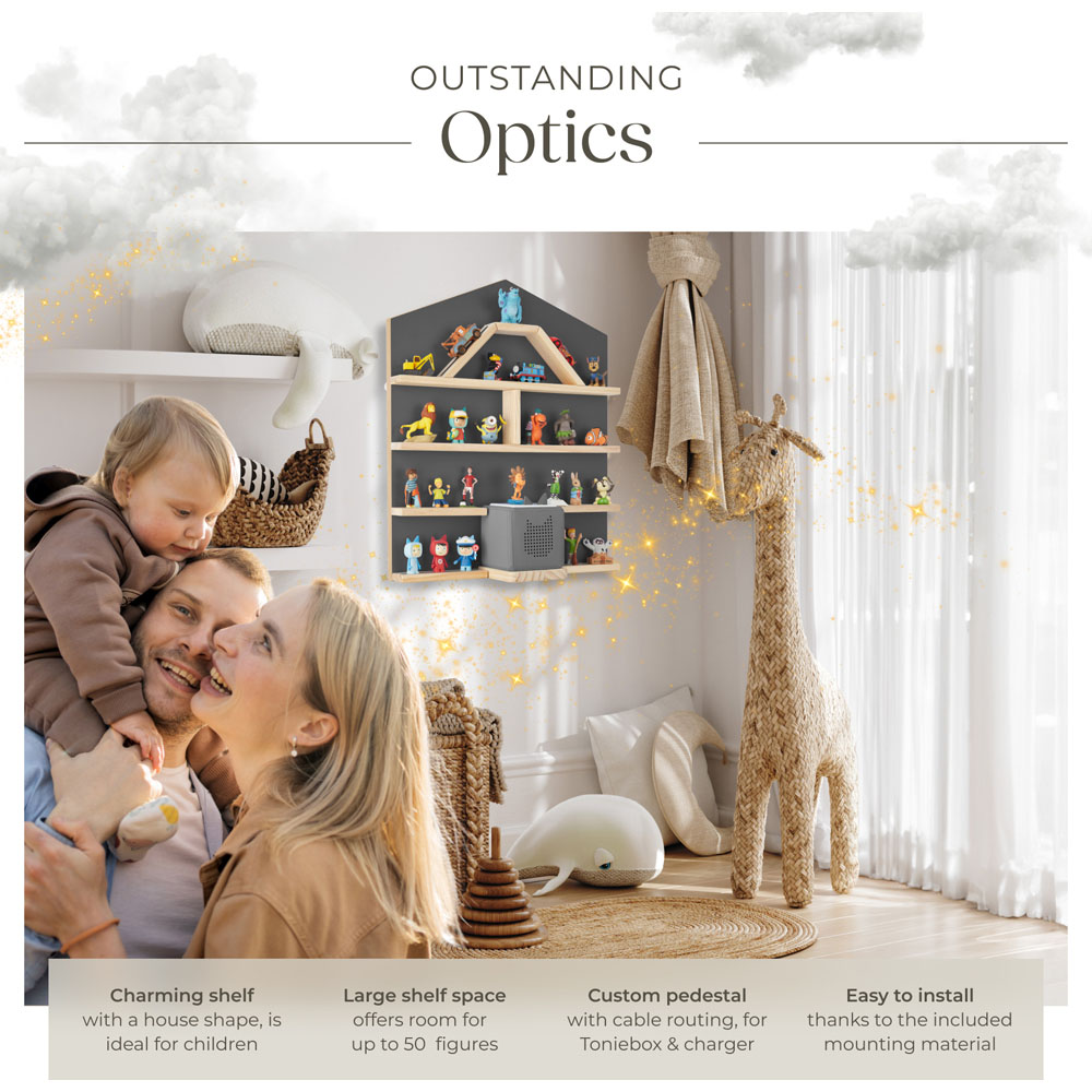 tectake Mylittle Story Anthracite House Design Wall Mounted Floating Shelf Image 3