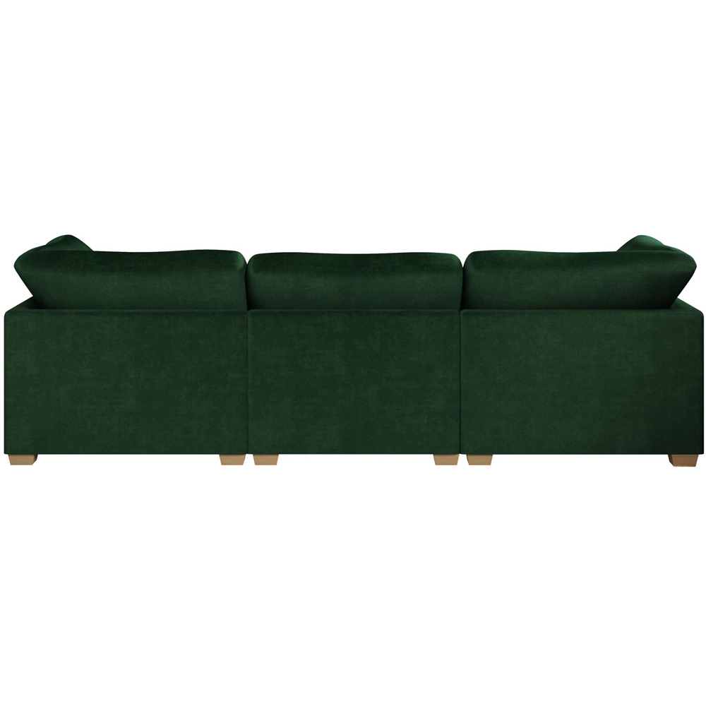 Nestle 5 Seater Forest Green Plush Velvet Fixed Back U-Shape Sofa Image 5