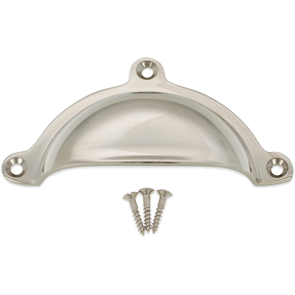 Spira Brass Cottage Polished Nickel Cup Pull Drawer Handle Image 4