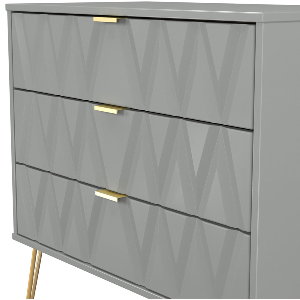 Crowndale Diamond 3 Drawer Dusk Grey Chest of Drawers Ready Assembled Image 5
