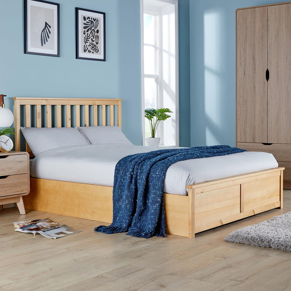 Home Source King Size Pine End Lift Ottoman Bed Image 9