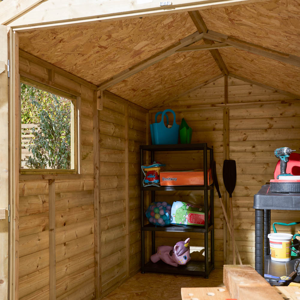 Rowlinson 8 x 6ft Double Door Shiplap Apex Shed with Window Image 5