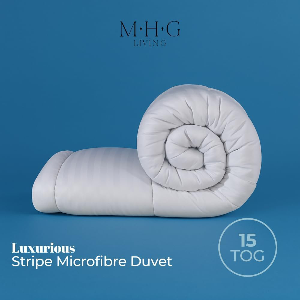 MHG Living Single White Striped Extra Warm Winter Hollowfibre Duvet 15 Tog Image 5