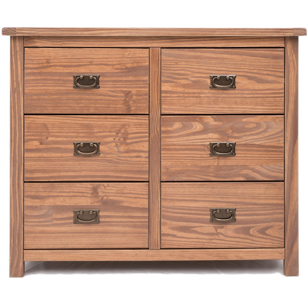 Cabinet Bits Padua 6 Drawer Brown Brass Drop Handle Chest of Drawers Image 2