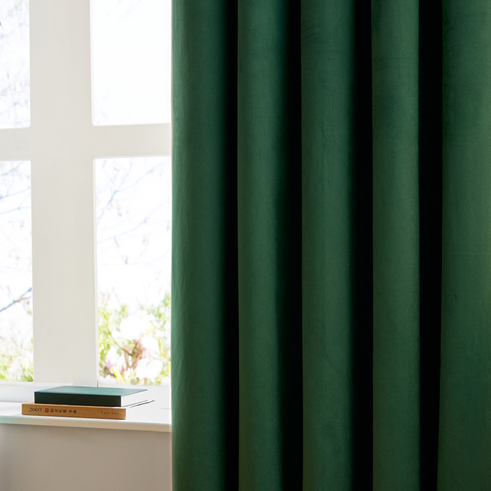 Furn The Ultimate Emerald Velvet Fully Lined Pencil Pleat Curtains 117 x 183cm Image 2