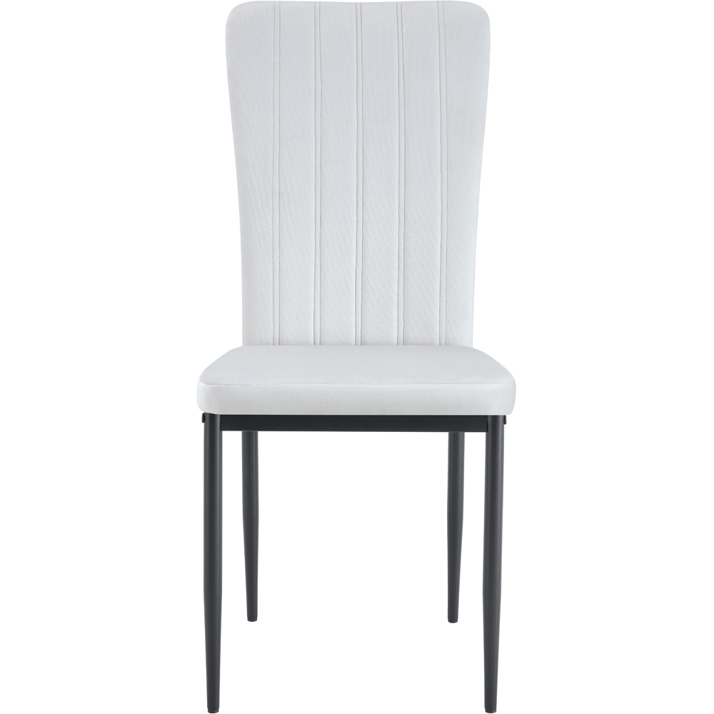 Elle Set of 2 Beige Velvet Effect Plush Padded Upholstered Dining Chair Image 3