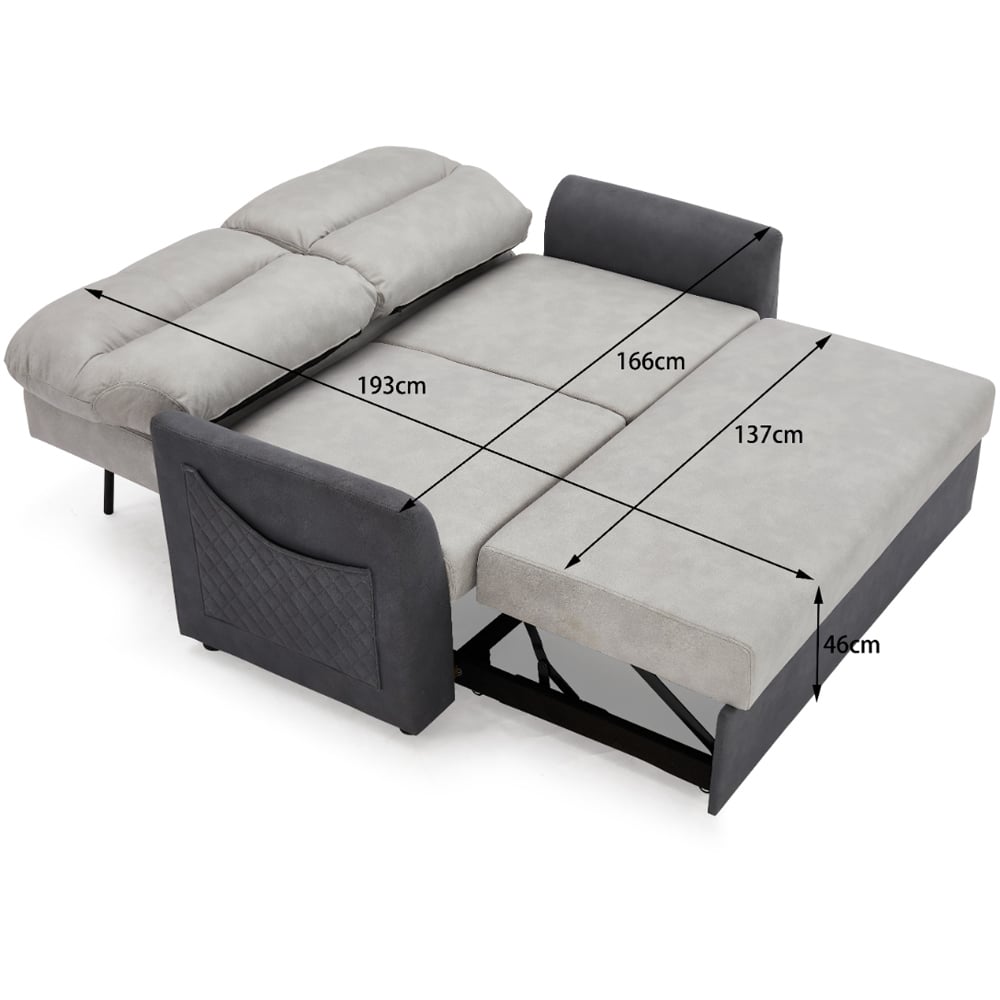 Home Detail Dennis 2 Seater Light and Dark Grey Pull Out Sofa Bed Image 6