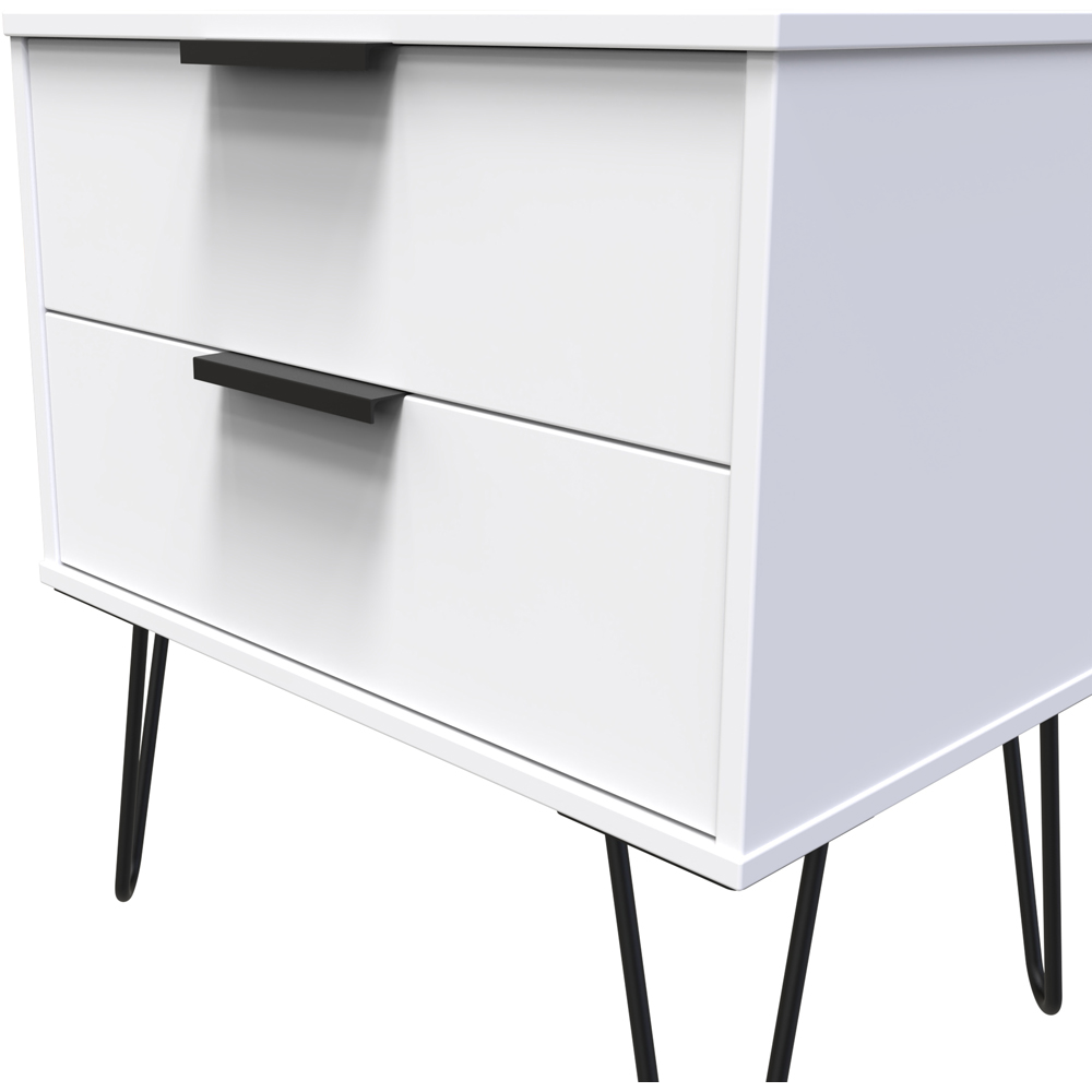 Crowndale Hong Kong 2 Drawer Matt White Side Table Ready Assembled Image 4