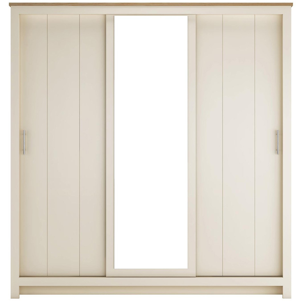 Lexington 3 Door Cream Mirrored Sliding Wardrobe Image 2