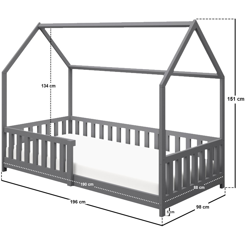 Flair Explorer Single Grey Playhouse Bed Frame with Rails Image 6