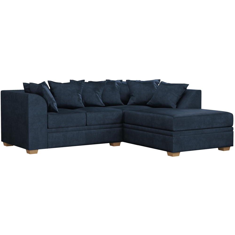 Modo 3 Seater Royal Blue Plush Velvet Right Hand Scatter Back L-Shape Corner Sofa Image 2