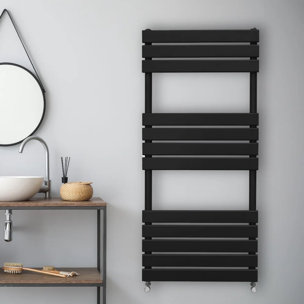 Monster Shop 2070BTU Black Flat Panel Towel Radiator 1200 x 500mm Image 2