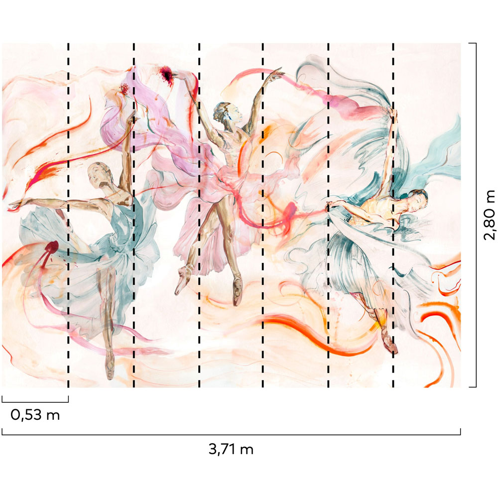 Grandeco Dancers 7 Lane Wall Mural Image 4