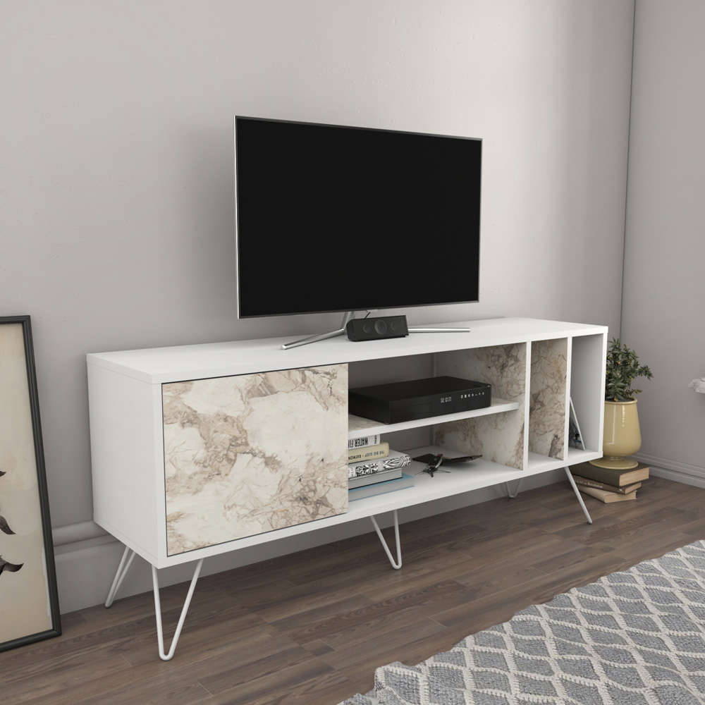 Decorotika Mistico White Marble Effect TV Unit Image 5