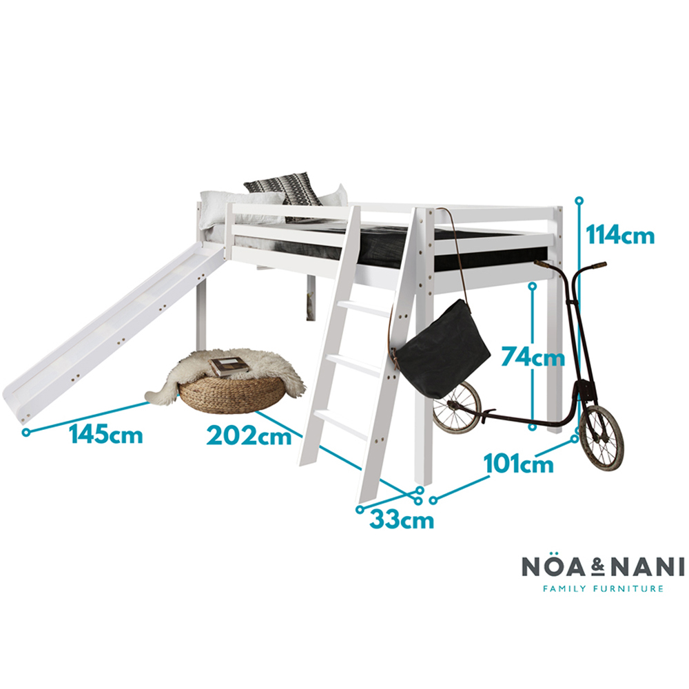 Noa and Nani Moro White Mid Sleeper Cabin Bed with Slide Image 5